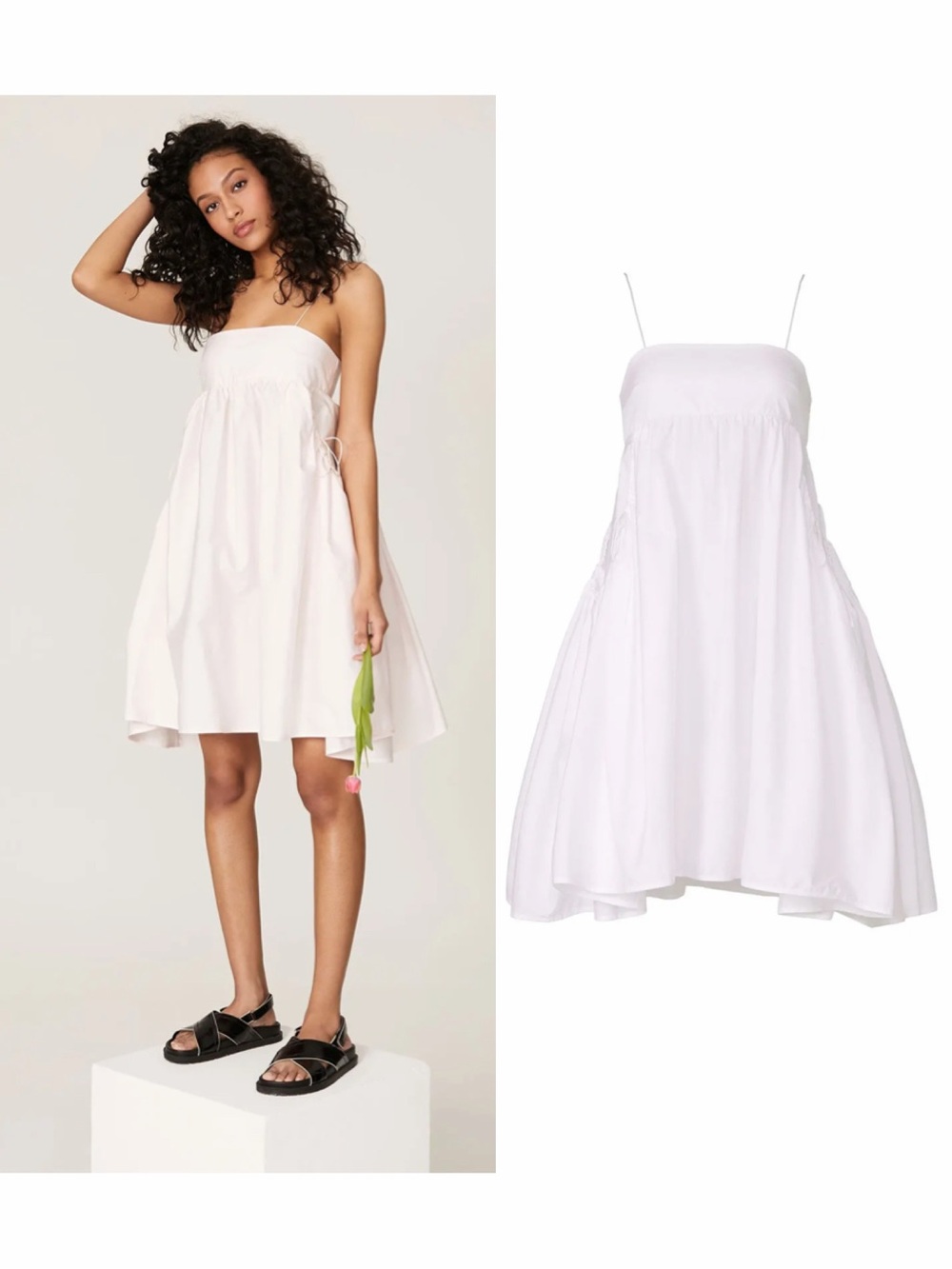 Cecilie Bahnsen Pink Lisbeth Cotton Mini Dress 8 Bridal Wedding Twee Casual 🟡